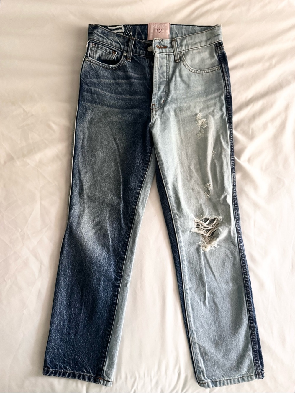 Revice Two-Tone Blue Women’s Jeans Ankle cut - Distressed Style